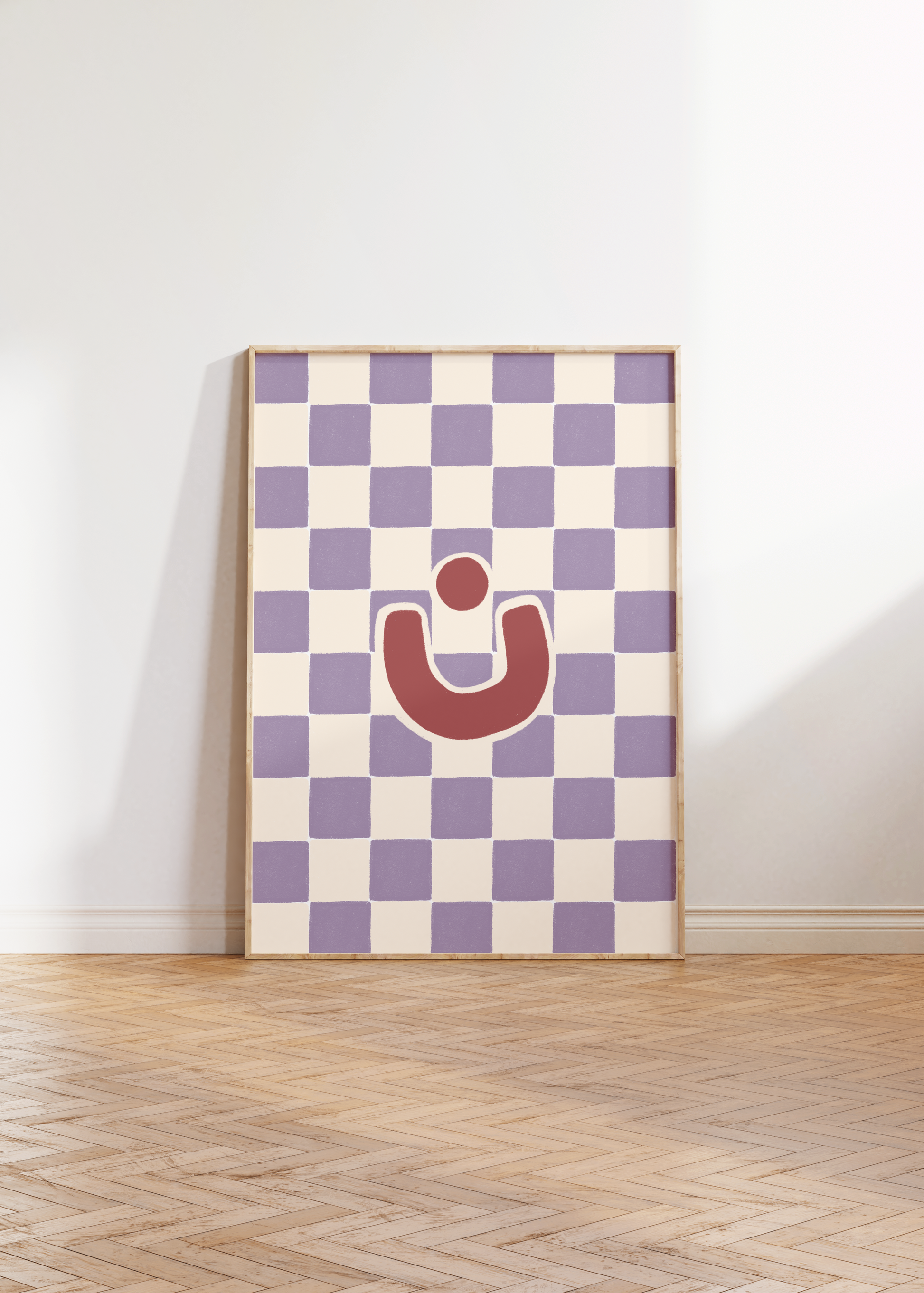 Arabic Letter Print: Purple Check