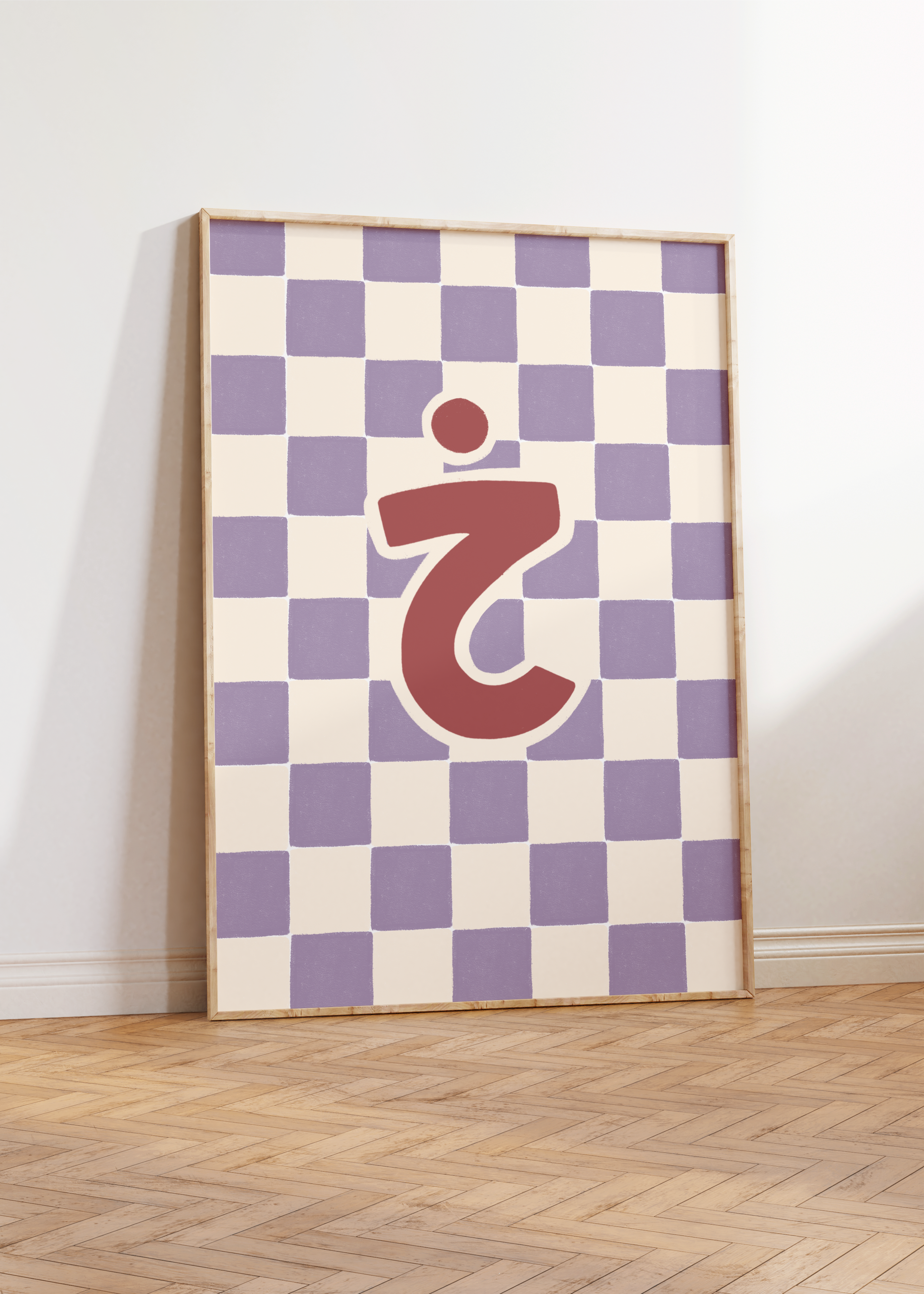 Arabic Letter Print: Purple Check