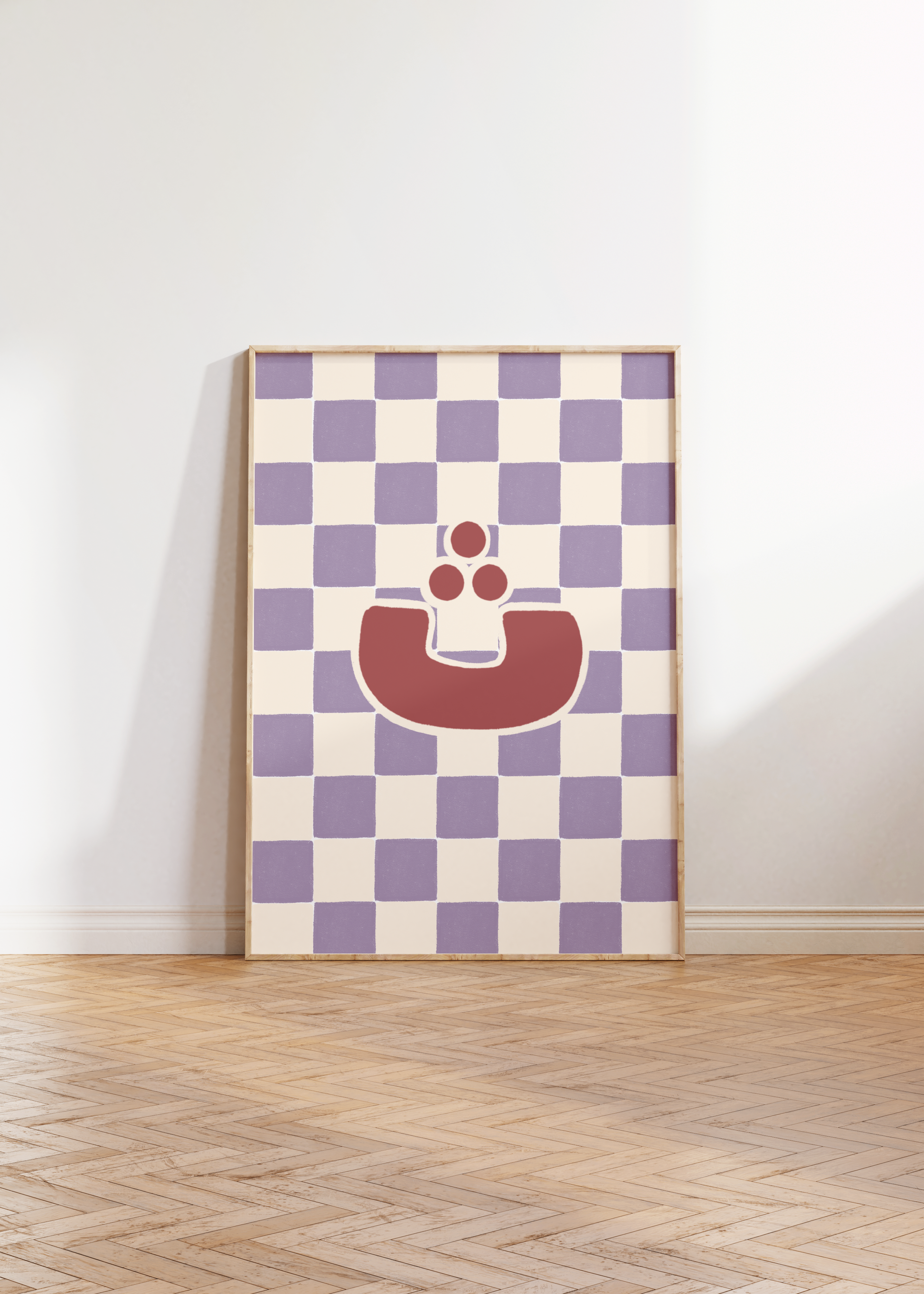Arabic Letter Print: Purple Check