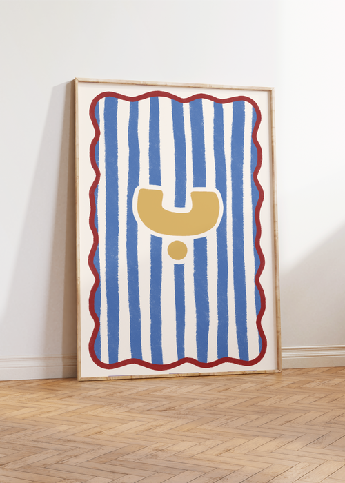 Arabic Letter Print: Blue & Red