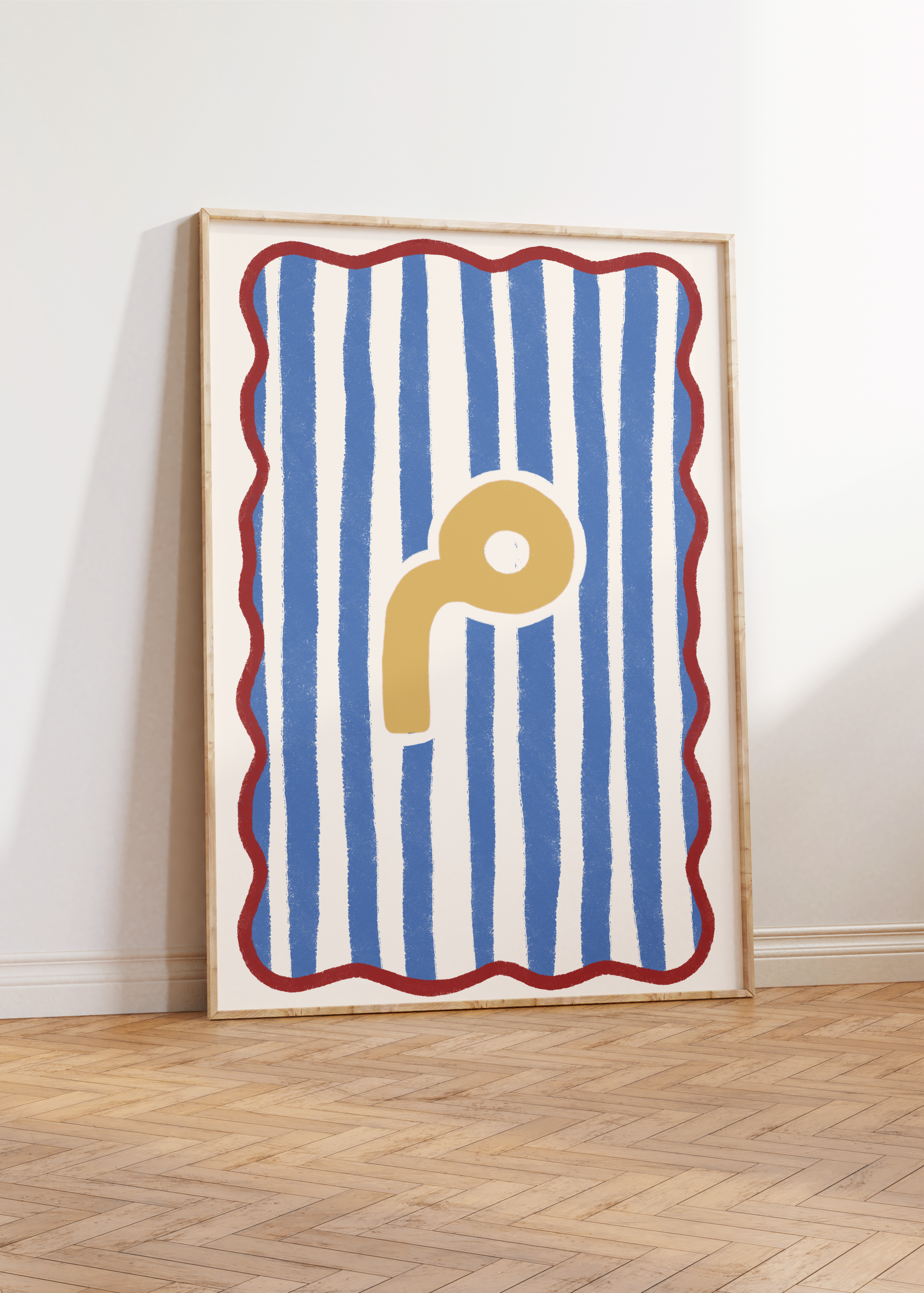 Arabic Letter Print: Blue & Red