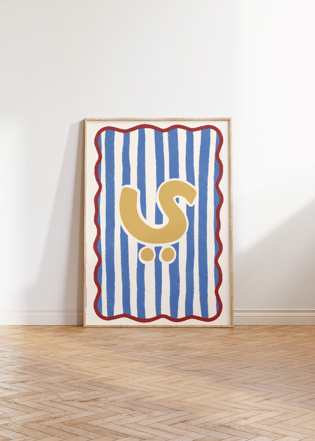 Arabic Letter Print: Blue & Red