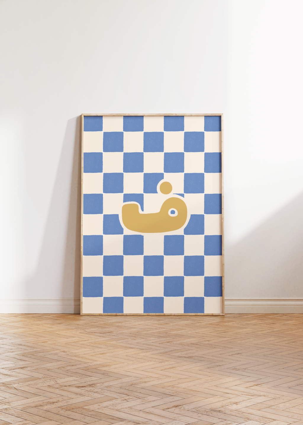 Arabic Letter Print: Blue Check
