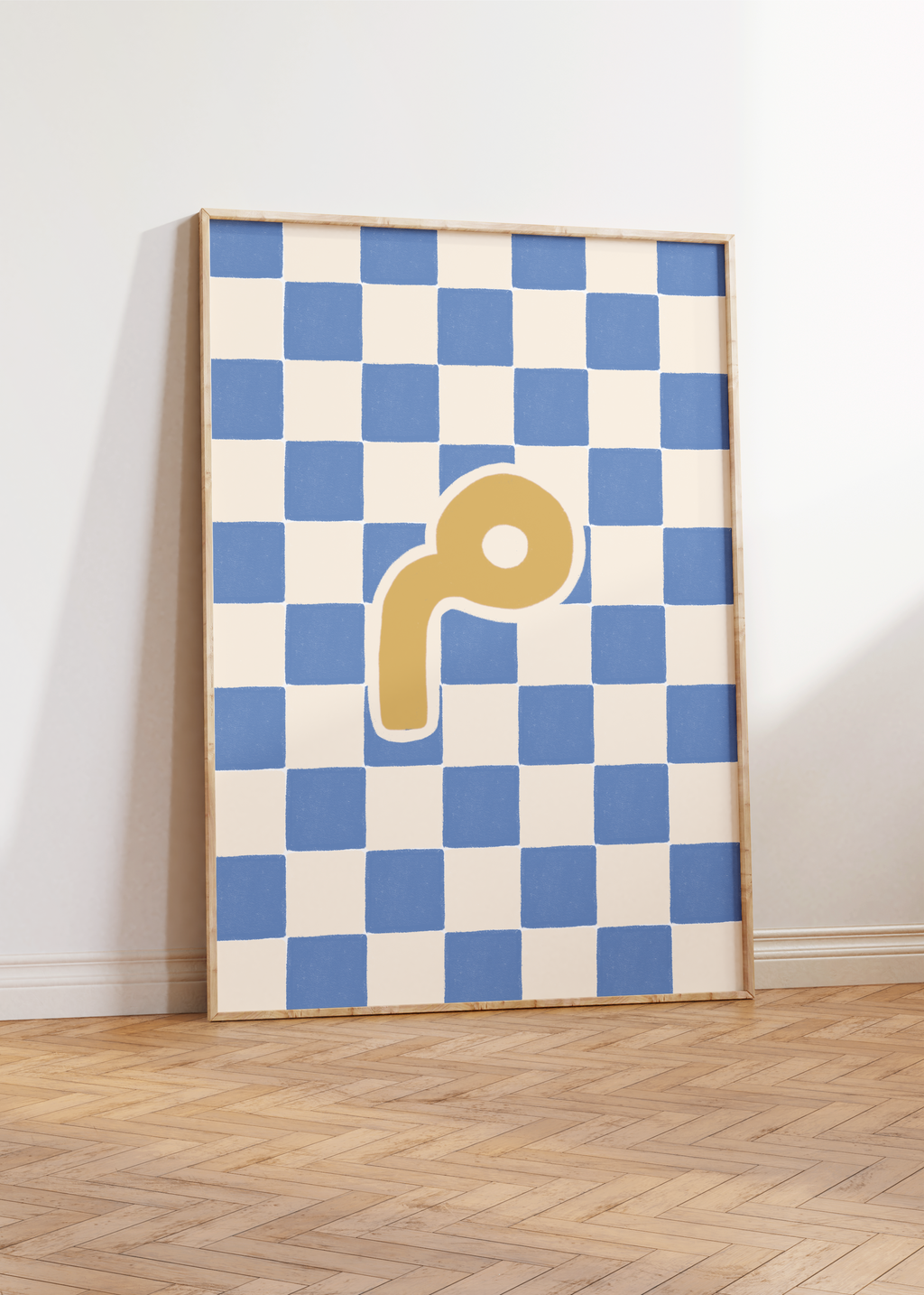 Arabic Letter Print: Blue Check