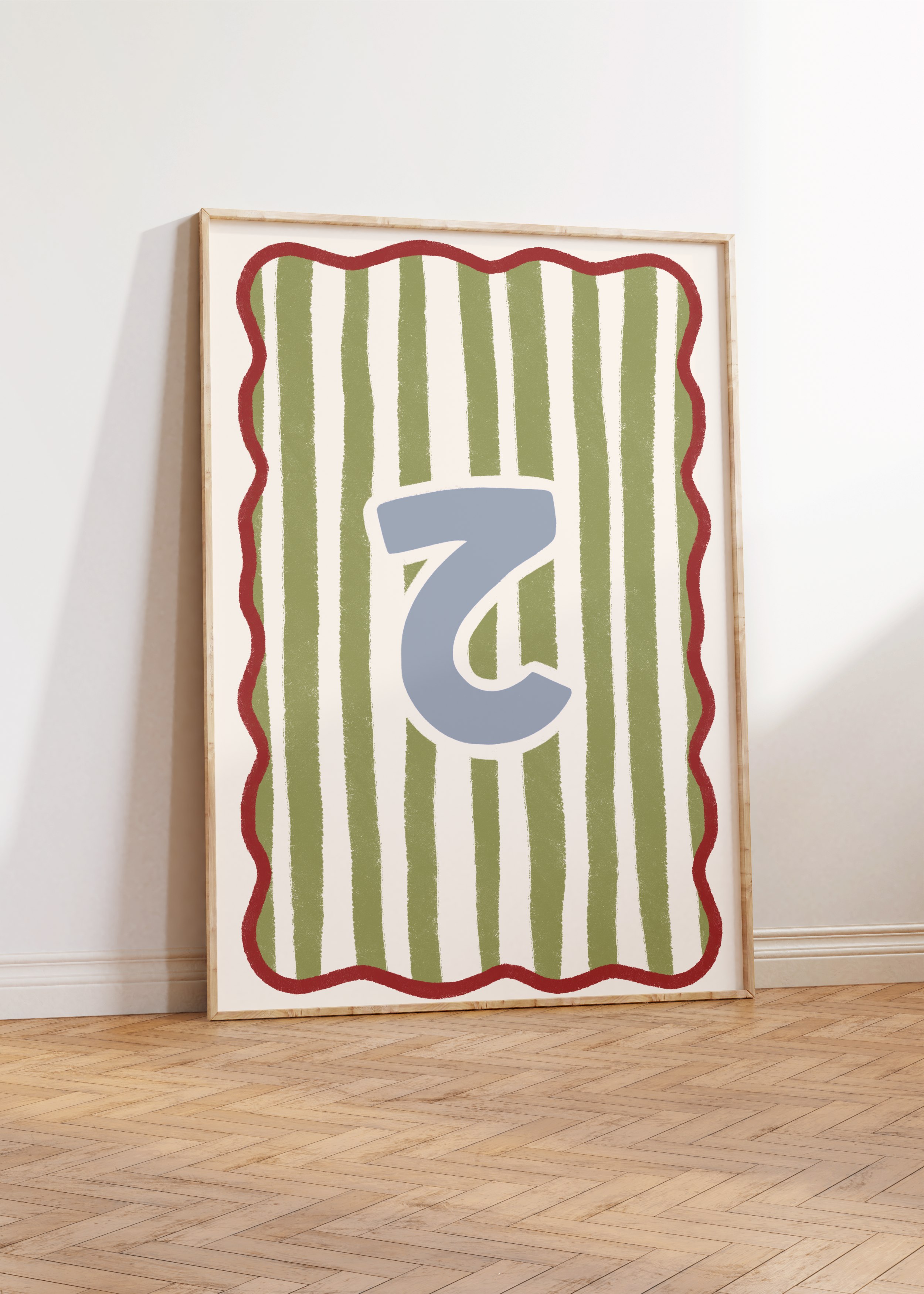 Arabic Letter Print: Green & Red