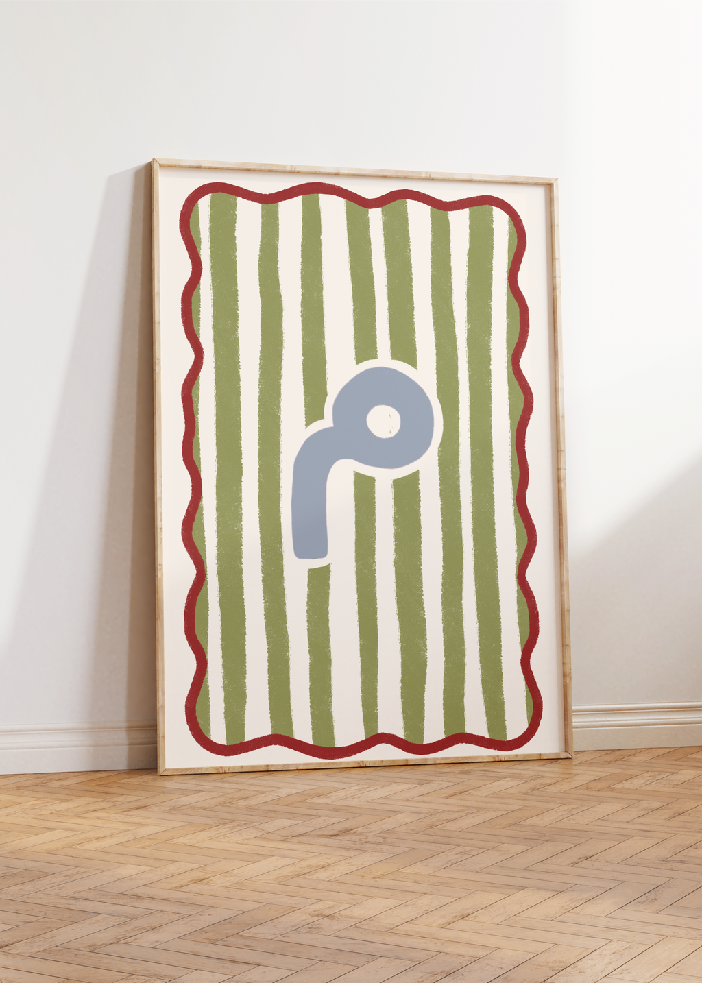 Arabic Letter Print: Green & Red