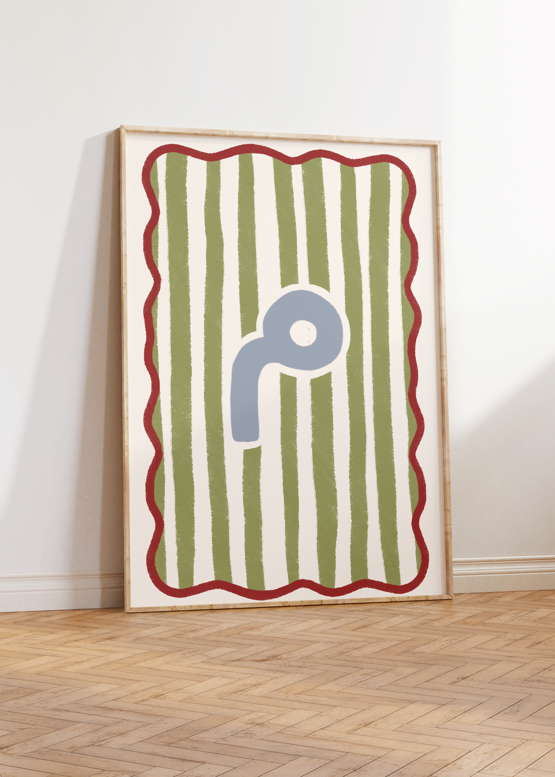 Arabic Letter Print: Green & Red